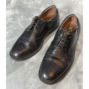 Bostonian Shoes Mens Size 9.5 Black Cap Toe Oxford‎ Dress Leather Lace Up 24475